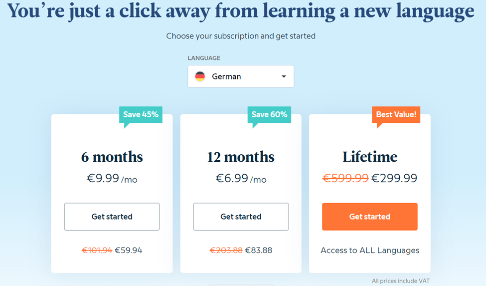 Babbel pricing subscription