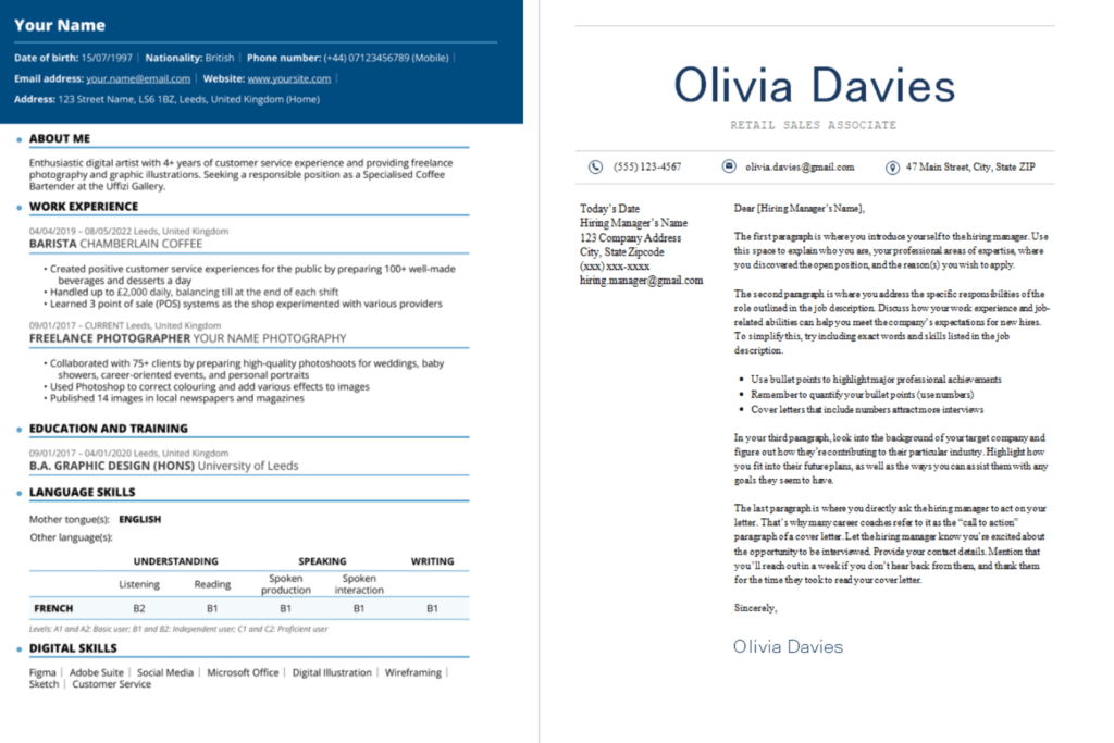 working in germany Curriculam vitae and Cover letter 1